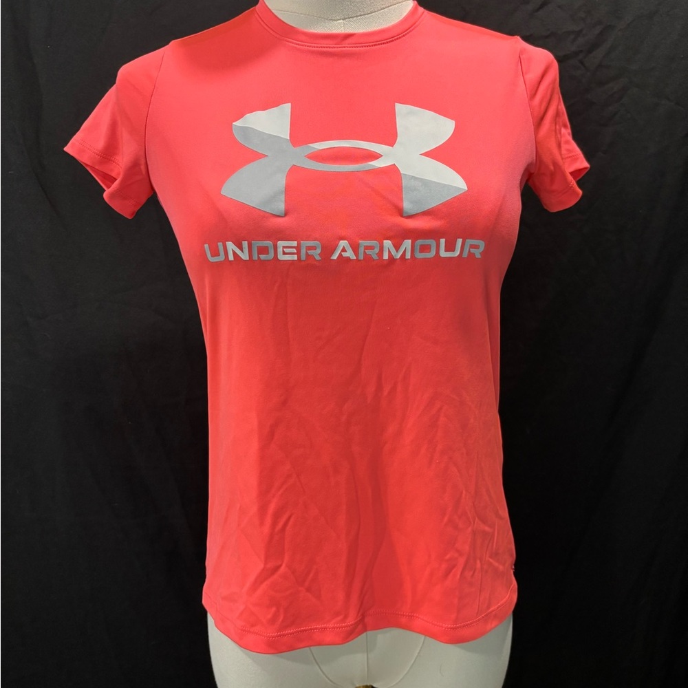 Under Armour, short sleeve light, orange top size YMD